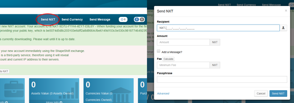 استخراج ارز NXT - ارسال ارز