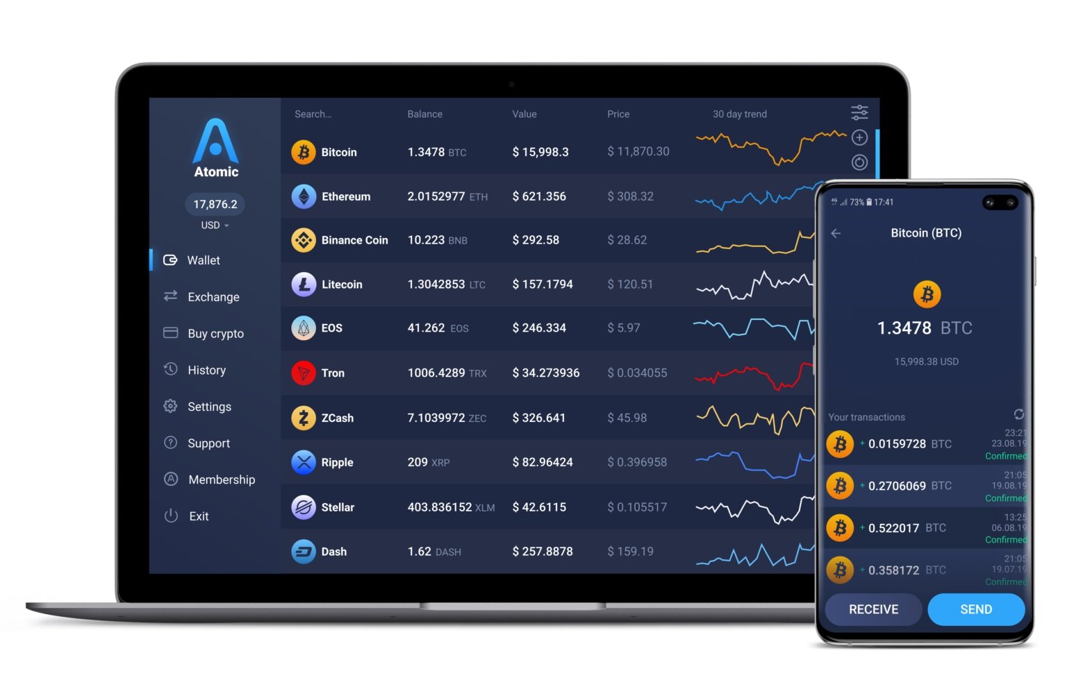 کیف پول دسکتاپ Atomic
