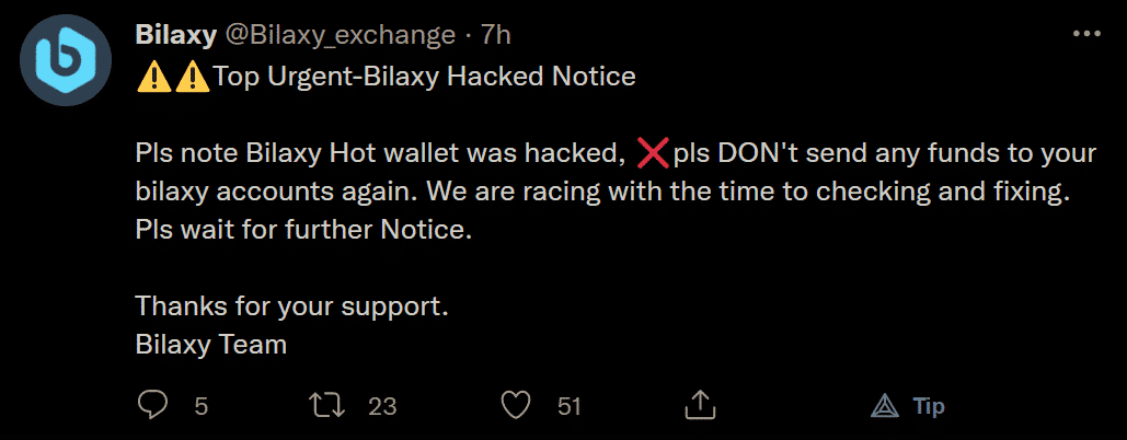 ضرر 450 میلیون دلاری به دارایی کاربران درپی هک شدن صرافی Bilaxy Screenshot 2021 08 29 134126 14, مرداد 1405 ضرر 450 میلیون دلاری به دارایی کاربران درپی هک شدن صرافی Bilaxy