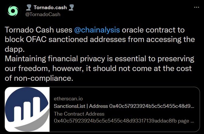 همکاری میکسر Tornado Cash با موسسۀ اطلاعاتِ بلاک‌چین Chainalysis