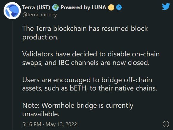 بلاک‌چین ترا (Terra) فعالیت خود را مجددا آغاز کرد!
