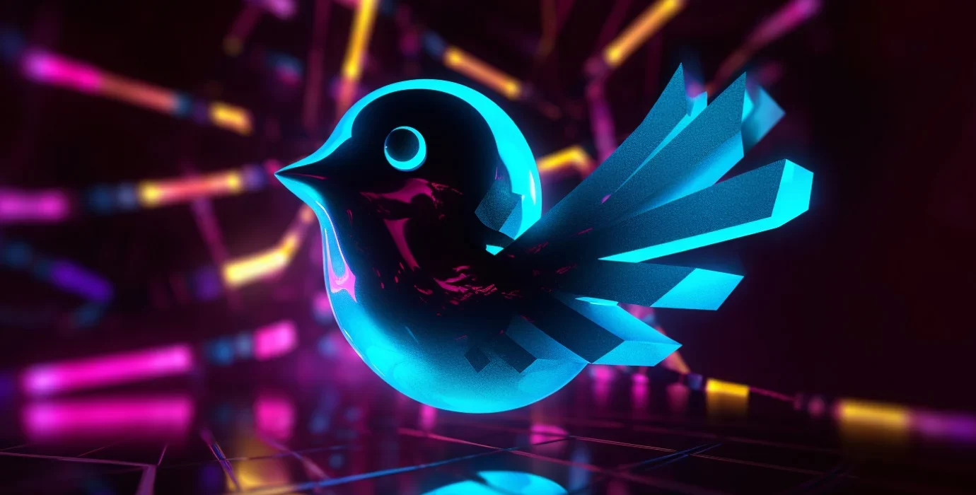 واکنشهای جامعه کریپتو به تغییر لوگو تجاری توییتر crypto news twitter logo front side view blockchain blurry background bright neon colors cyberpunk style v5 e1690206508633 20, شهریور 1405 لوگو تجاری توییتر - کوین ایران