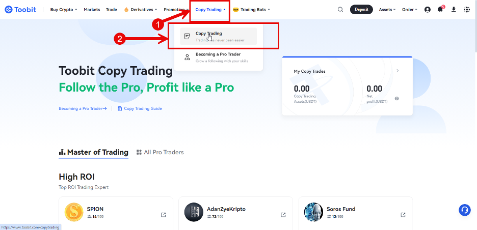 کپی ترید صرافی توبیت Toobit